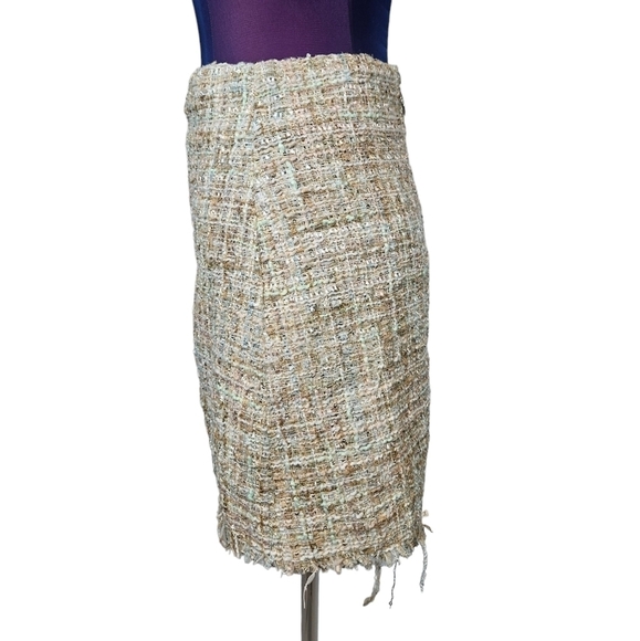 Princess Polly Cream Gold Kimberly Tweed High Waisted Mini Skirt Size 4‎ Women's - Picture 3 of 10